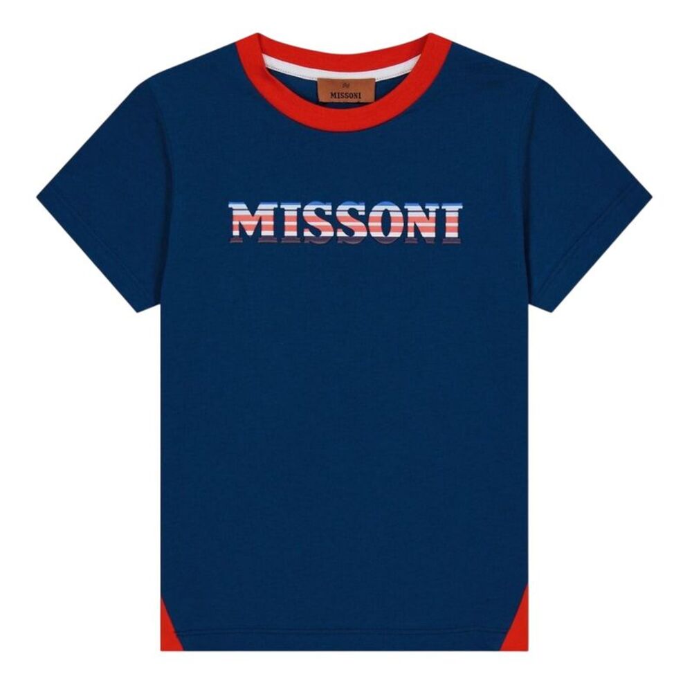 Missoni Childrens/Kids Logo Regular T-Shirt / Navy/Red